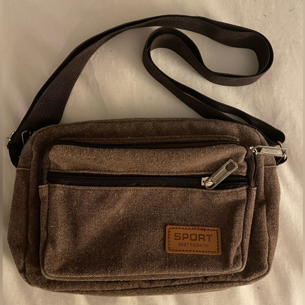 Cotton Canvas Crossbody Bag Sport (Sz 10x8โ) Brown
